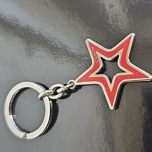 Coach NWOT Red and Silver Star Keychain Bag Charm